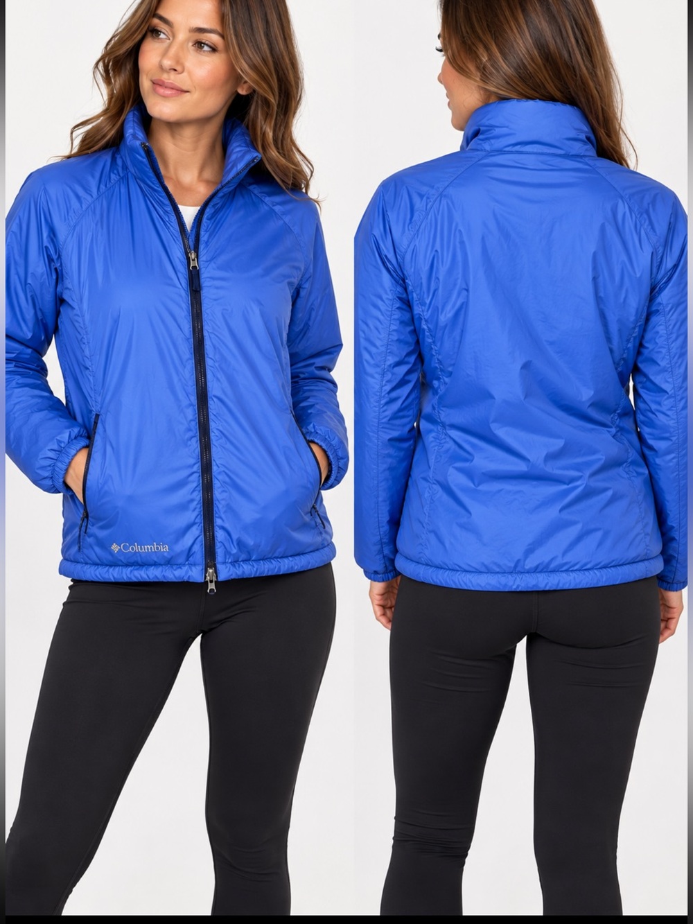 Columbia Titanium Blue Insulated Full Zip Jacket Women’s Approx M Lightweight